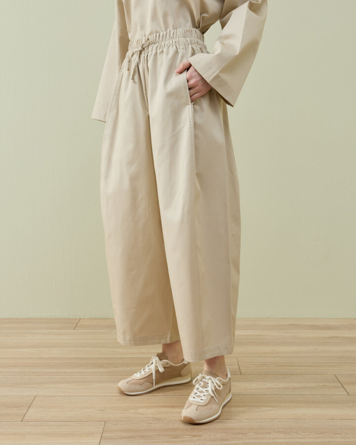 Paper Gabardin Yanı Ekli Ekstra Barrel Fit Bol Pantolon Bej - Aybikestil (1)