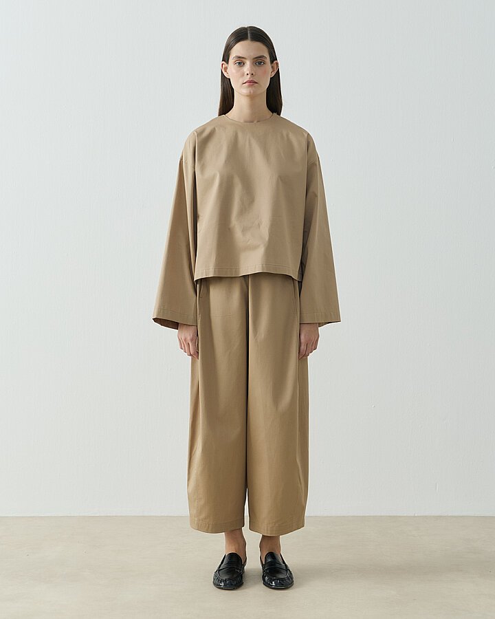 Paper Gabardin Yanı Ekli Ekstra Barrel Fit Bol Pantolon Camel - Aybikestil (1)