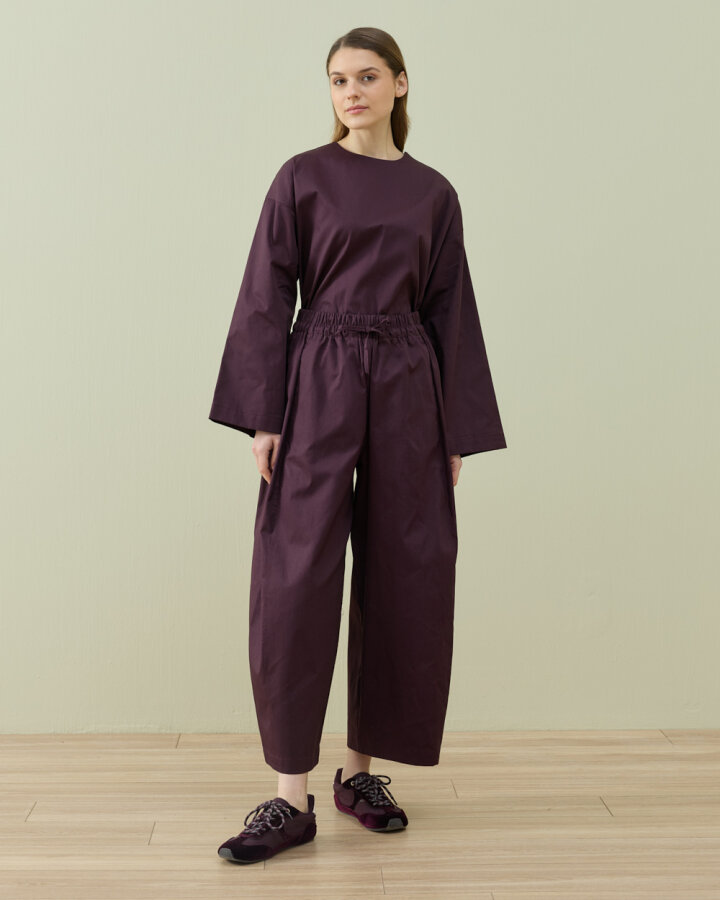 Paper Gabardin Yanı Ekli Ekstra Barrel Fit Bol Pantolon Mürdüm - Aybikestil (1)