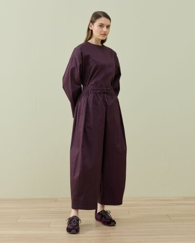 Paper Gabardin Yanı Ekli Ekstra Barrel Fit Bol Pantolon Mürdüm - Aybikestil (1)