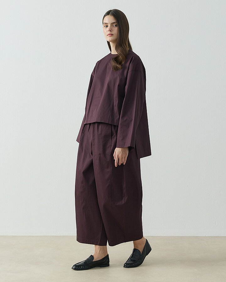 Paper Gabardin Yanı Ekli Ekstra Barrel Fit Bol Pantolon Mürdüm - Aybikestil (1)