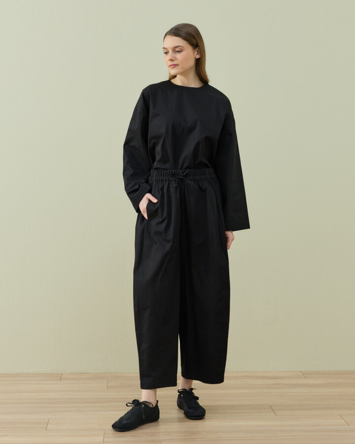 Paper Gabardin Yanı Ekli Ekstra Barrel Fit Bol Pantolon Siyah - Aybikestil (1)