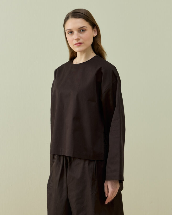 Paper Gabardin Yırtmaçlı Basic Bluz Acı Kahve - Aybikestil (1)