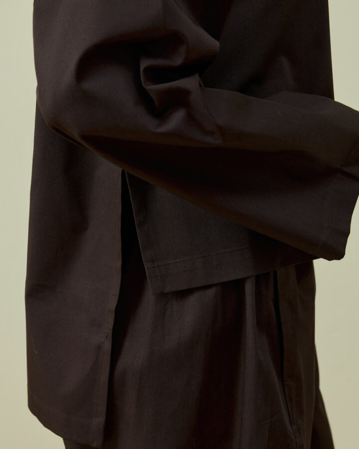 Paper Gabardin Yırtmaçlı Basic Bluz Acı Kahve - Aybikestil (1)