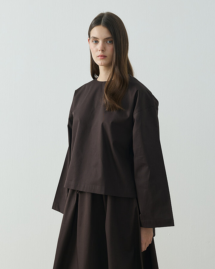 Paper Gabardin Yırtmaçlı Basic Bluz Acı Kahve - Aybikestil (1)
