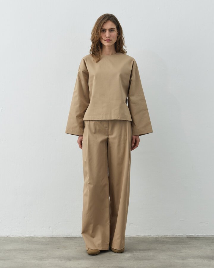 Paper Gabardin Yırtmaçlı Basic Bluz Camel - Aybikestil (1)