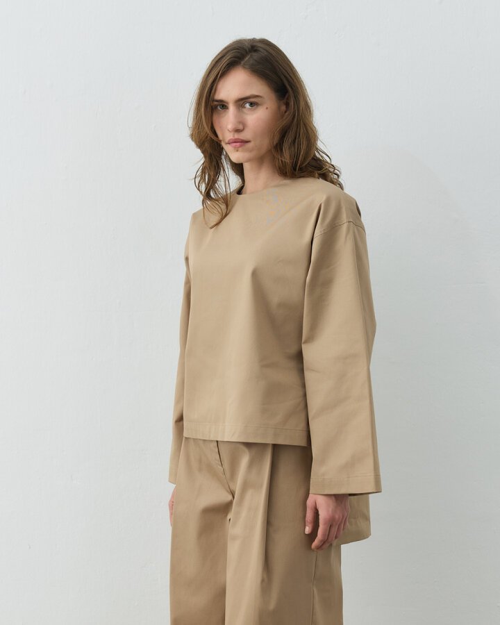 Paper Gabardin Yırtmaçlı Basic Bluz Camel - Aybikestil (1)