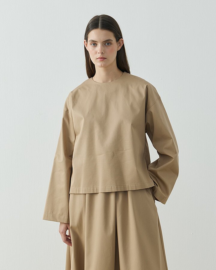 Paper Gabardin Yırtmaçlı Basic Bluz Camel - Aybikestil (1)