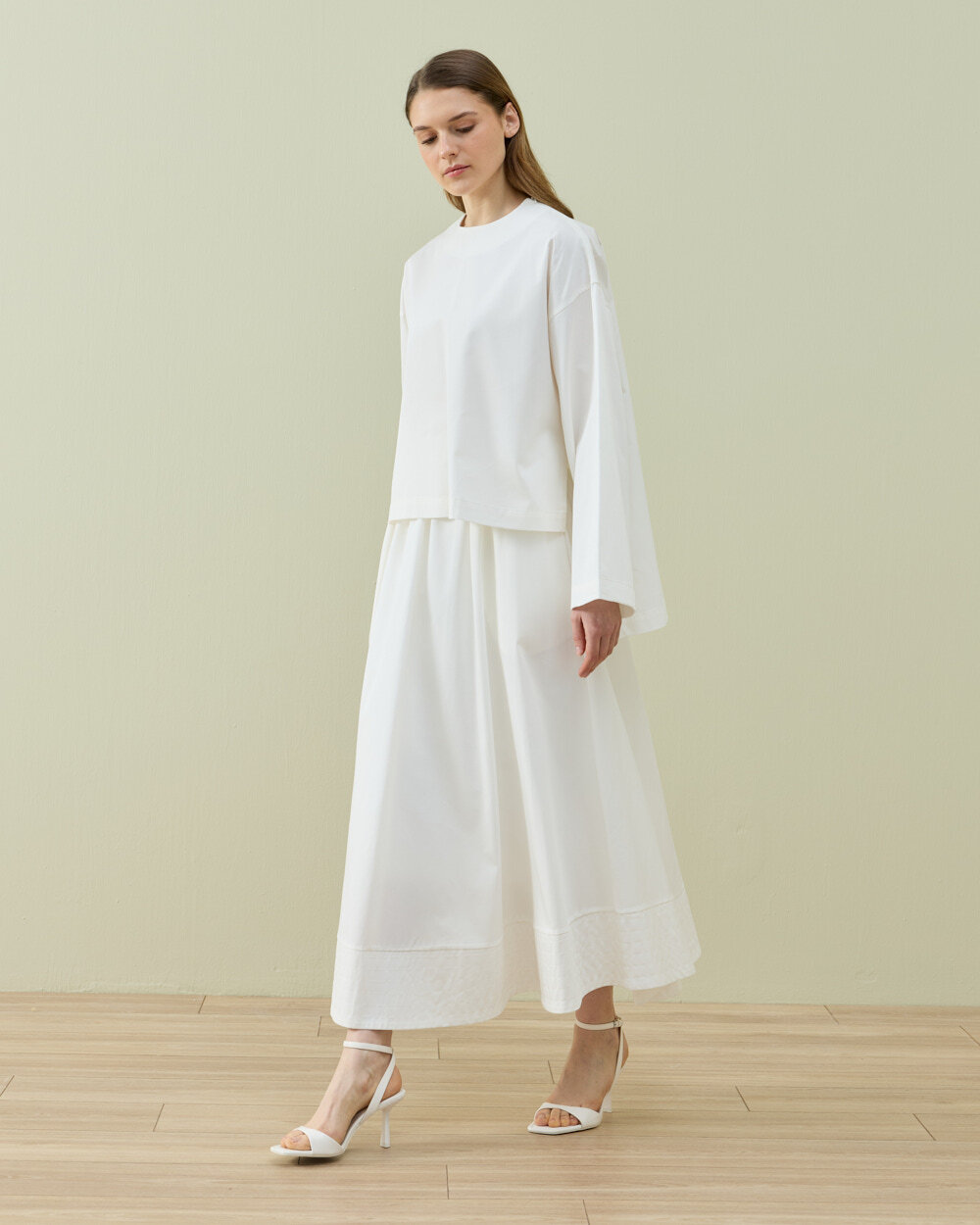 Paper Gabardin Yırtmaçlı Basic Bluz Ekru - Aybikestil