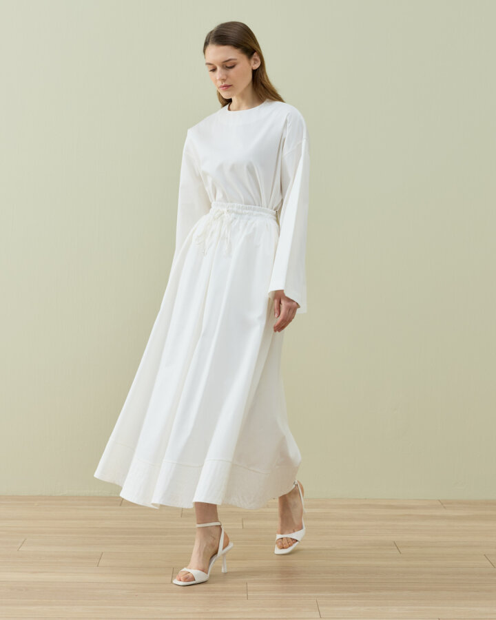 Paper Gabardin Yırtmaçlı Basic Bluz Ekru - Aybikestil (1)