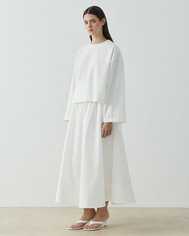 Paper Gabardin Yırtmaçlı Basic Bluz Ekru - Aybikestil (1)