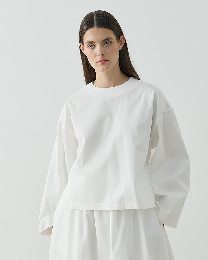 Paper Gabardin Yırtmaçlı Basic Bluz Ekru - Aybikestil (1)