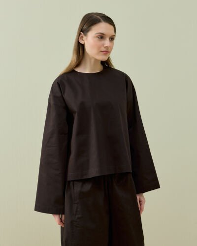 Paper Gabardin Yırtmaçlı Basic Bluz Kahve 