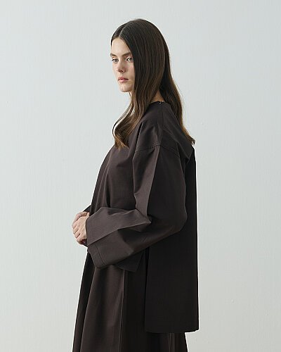 Paper Gabardin Yırtmaçlı Basic Bluz Kahve 