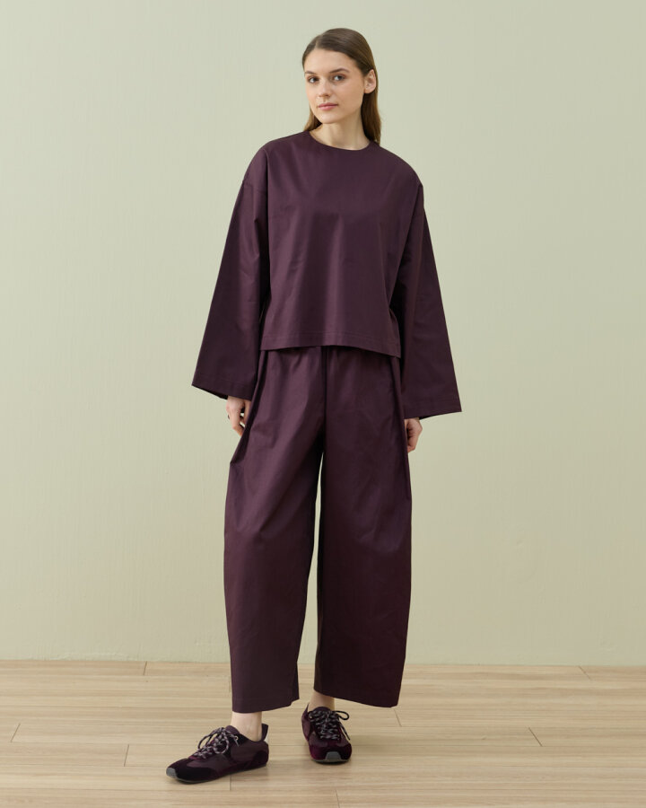 Paper Gabardin Yırtmaçlı Basic Bluz Mürdüm - Aybikestil (1)