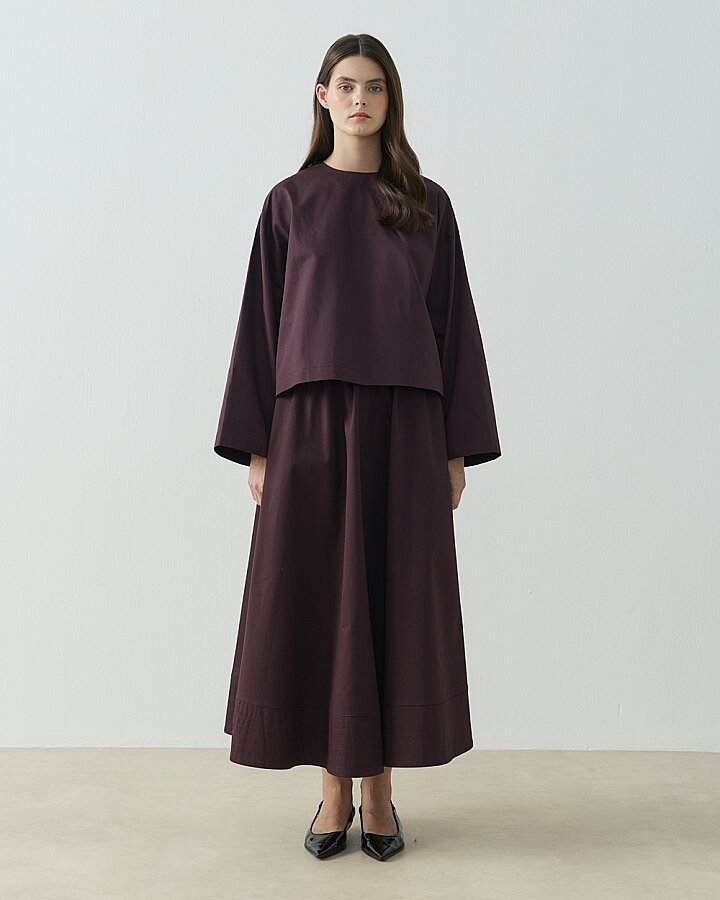 Paper Gabardin Yırtmaçlı Basic Bluz Mürdüm - Aybikestil (1)