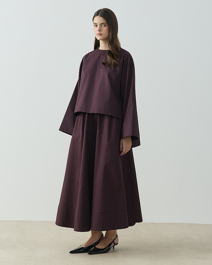 Paper Gabardin Yırtmaçlı Basic Bluz Mürdüm - Aybikestil (1)