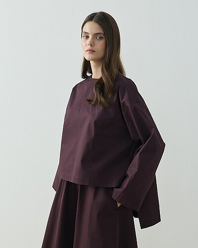 Paper Gabardin Yırtmaçlı Basic Bluz Mürdüm 