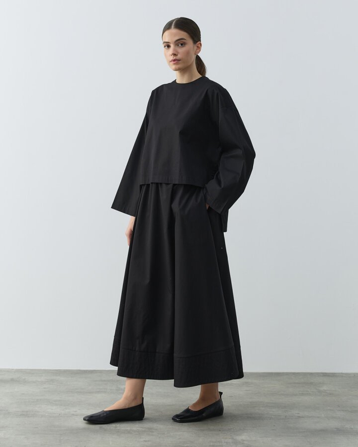 Paper Gabardin Yırtmaçlı Basic Bluz Siyah - Aybikestil (1)