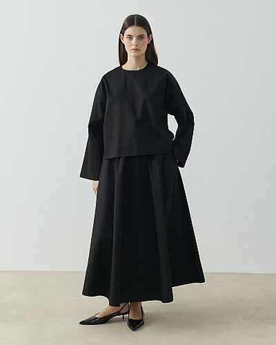 Paper Gabardin Yırtmaçlı Basic Bluz Siyah - Aybikestil (1)