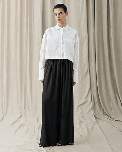 Parlak Wide Leg Bol Pantolon Siyah - Aybikestil (1)