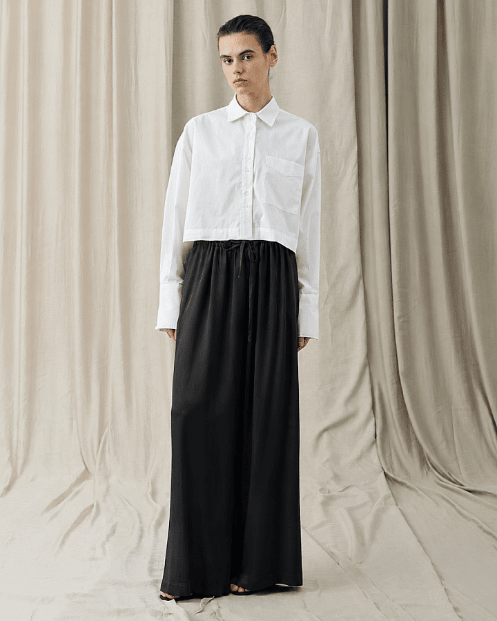 Parlak Wide Leg Bol Pantolon Siyah - Aybikestil (1)