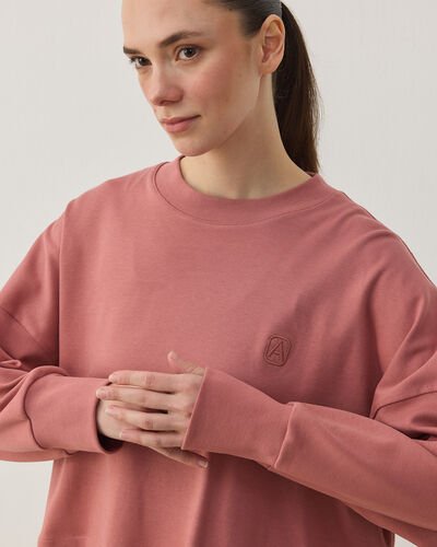 Penye İnterlok Crop Kısa Bluz Blush Pembe - Aybikestil (1)