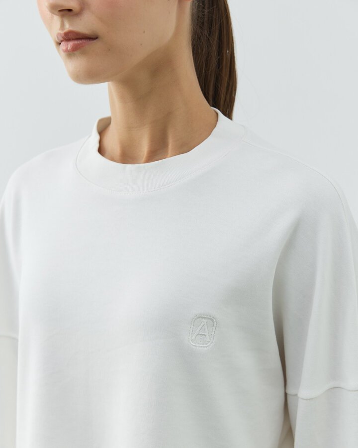 Penye İnterlok Crop Kısa Bluz Ekru - Aybikestil (1)