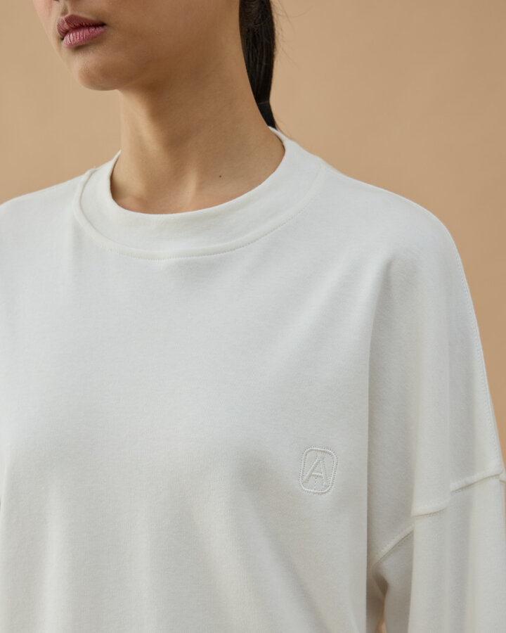 Penye İnterlok Crop Kısa Bluz Ekru - Aybikestil (1)