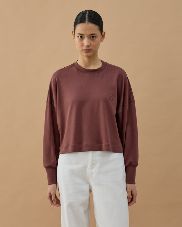 Penye İnterlok Crop Kısa Bluz Erik Çürüğü