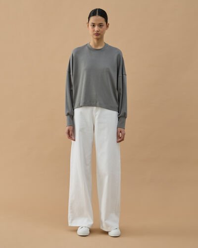 Penye İnterlok Crop Kısa Bluz Gri - Aybikestil (1)