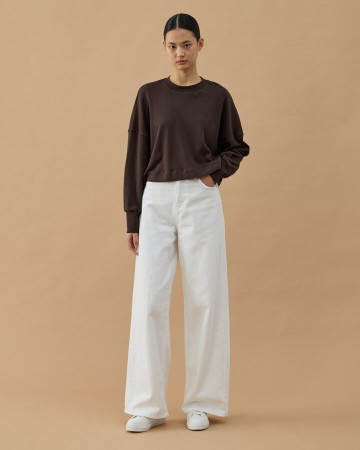 Penye İnterlok Crop Kısa Bluz Kahve - Aybikestil (1)