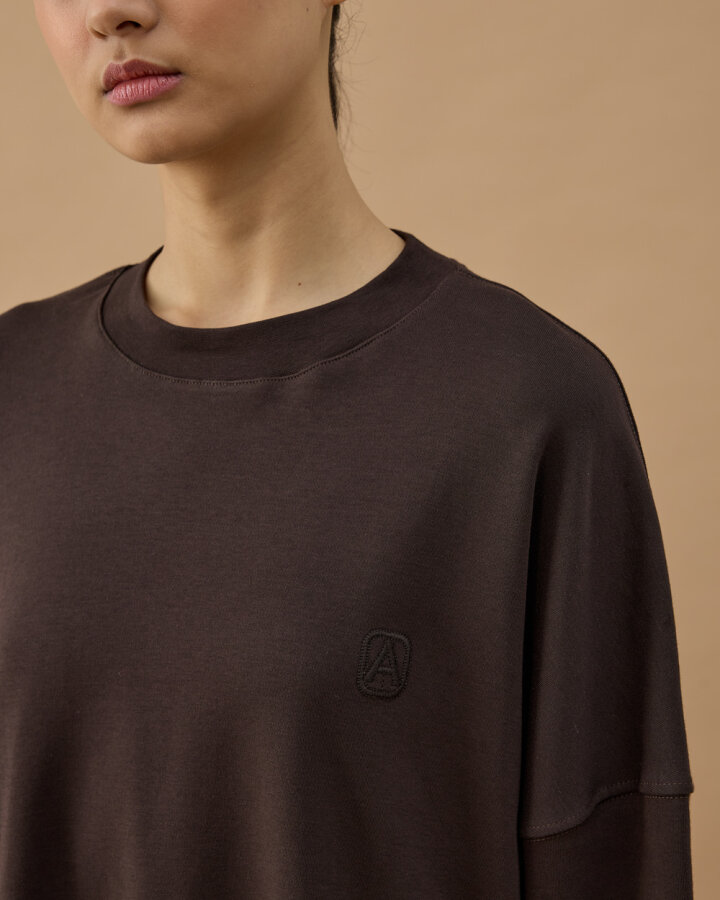 Penye İnterlok Crop Kısa Bluz Kahve - Aybikestil (1)