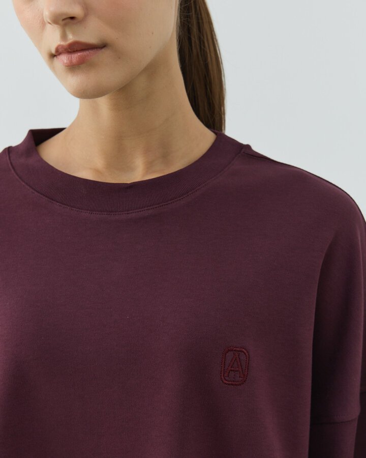 Penye İnterlok Crop Kısa Bluz Mürdüm - Aybikestil (1)