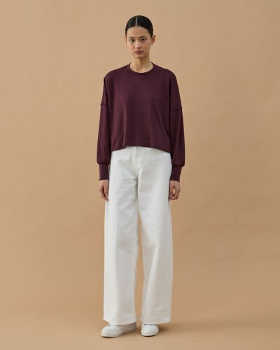 Penye İnterlok Crop Kısa Bluz Mürdüm - Aybikestil (1)