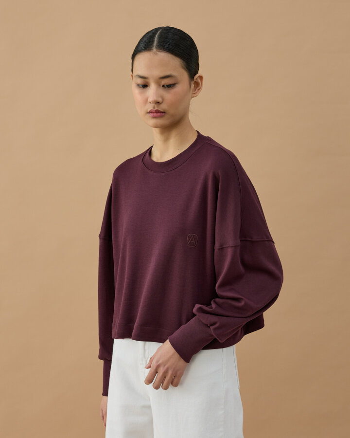 Penye İnterlok Crop Kısa Bluz Mürdüm - Aybikestil (1)