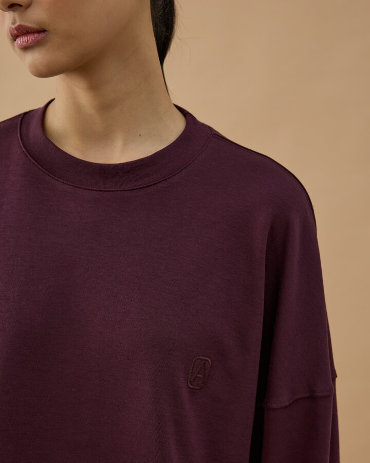 Penye İnterlok Crop Kısa Bluz Mürdüm - Aybikestil (1)