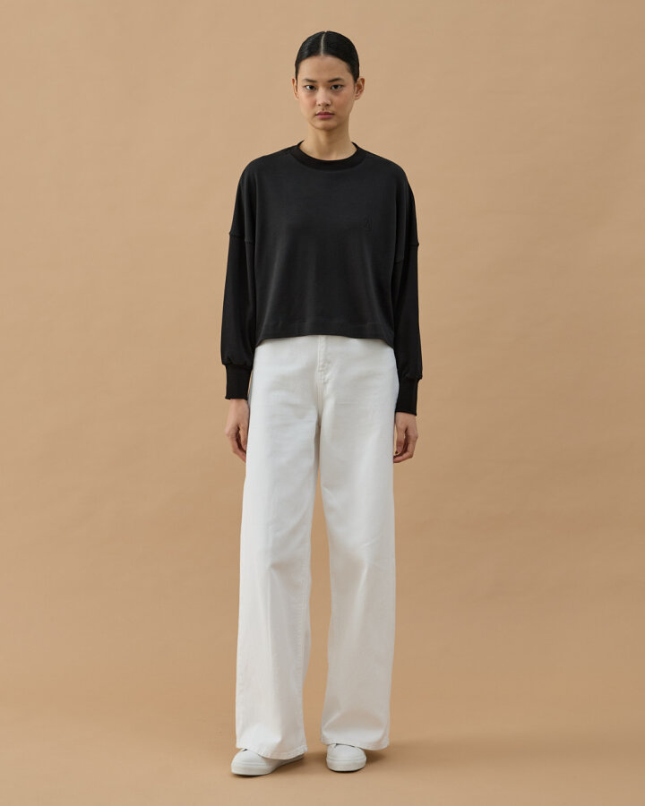 Penye İnterlok Crop Kısa Bluz Siyah - Aybikestil (1)