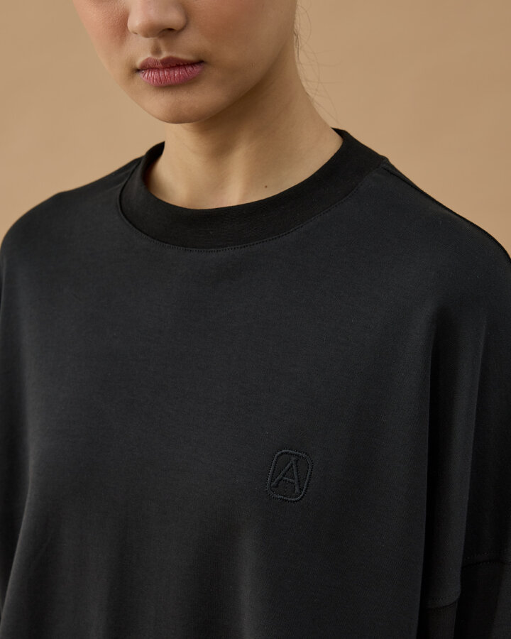 Penye İnterlok Crop Kısa Bluz Siyah - Aybikestil (1)