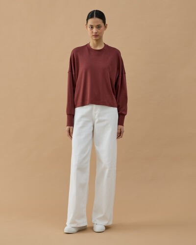 Penye İnterlok Crop Kısa Bluz Terra Cotta - Aybikestil (1)