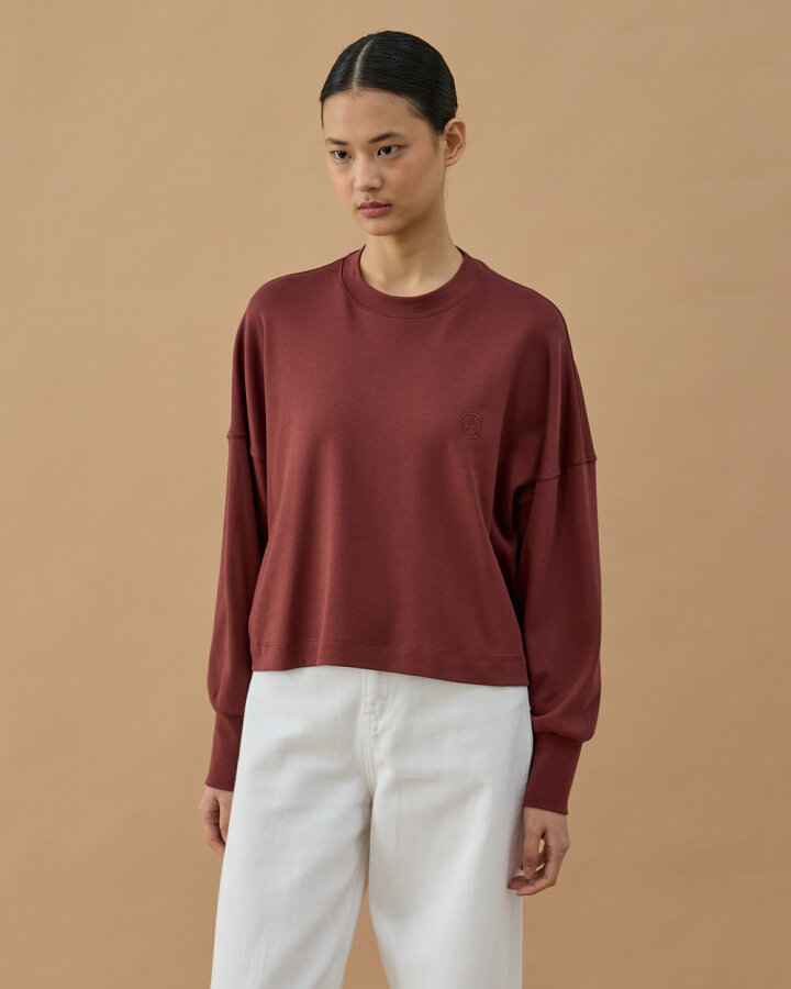 Penye İnterlok Crop Kısa Bluz Terra Cotta - Aybikestil (1)