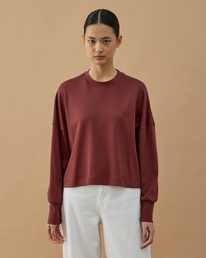 Penye İnterlok Crop Kısa Bluz Terra Cotta