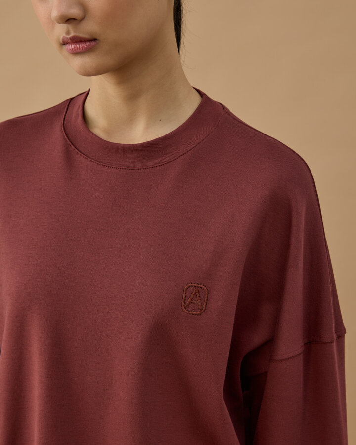 Penye İnterlok Crop Kısa Bluz Terra Cotta - Aybikestil (1)