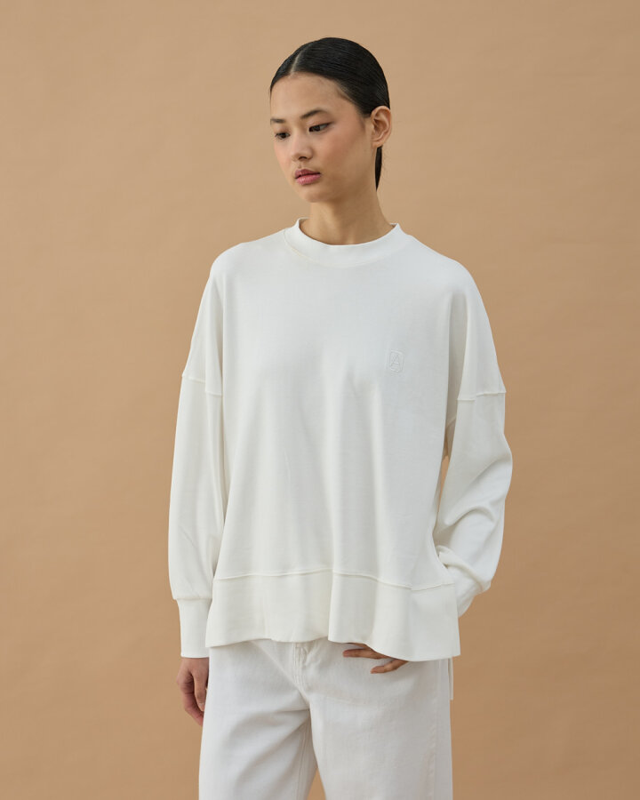 Penye İnterlok Fresh Yırtmaçlı Bluz Ekru - Aybikestil