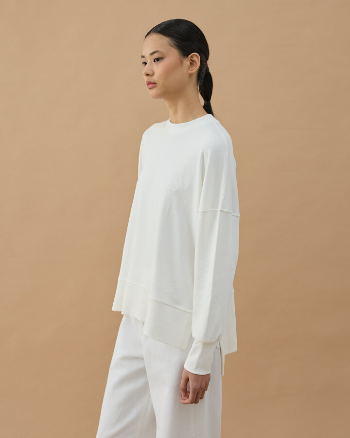 Penye İnterlok Fresh Yırtmaçlı Bluz Ekru - Aybikestil (1)