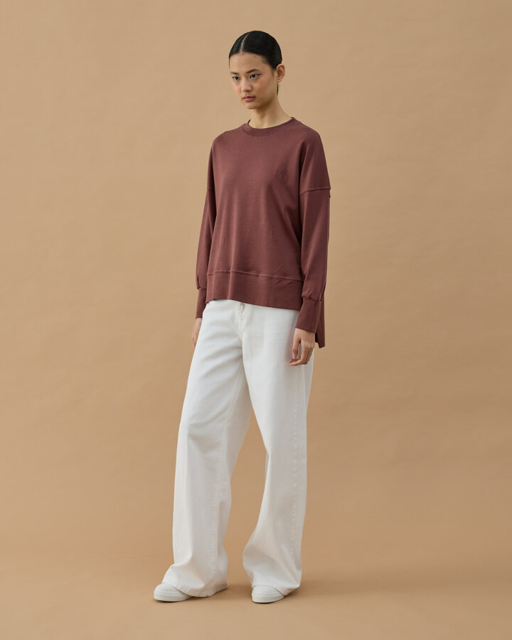 Penye İnterlok Fresh Yırtmaçlı Bluz Erik Çürüğü - Aybikestil (1)