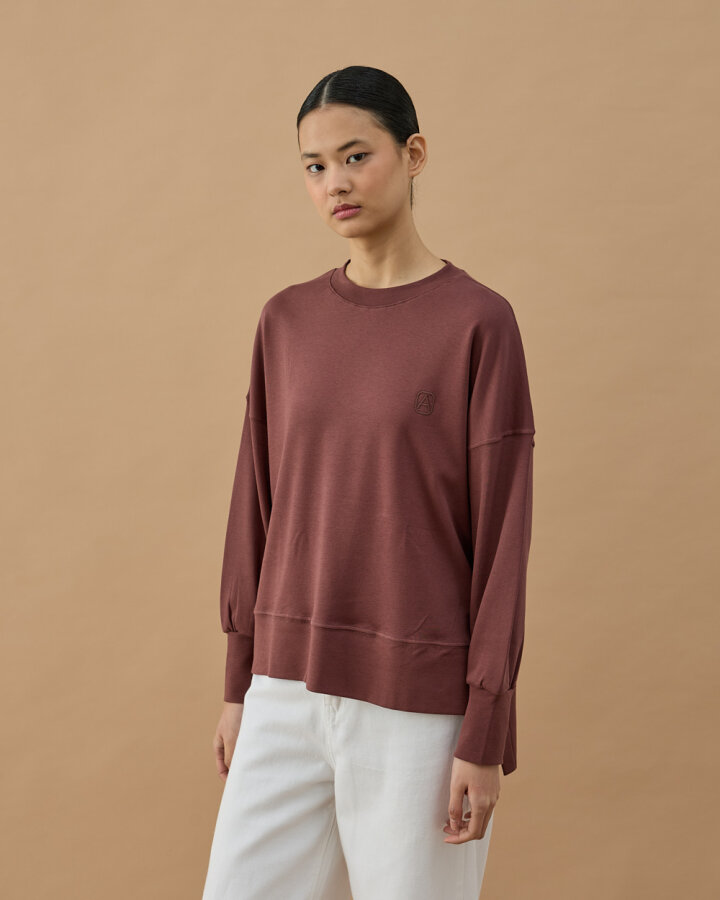 Penye İnterlok Fresh Yırtmaçlı Bluz Erik Çürüğü