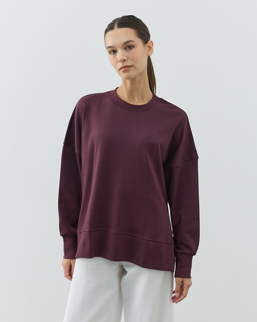 Penye İnterlok Fresh Yırtmaçlı Bluz Mürdüm - Aybikestil