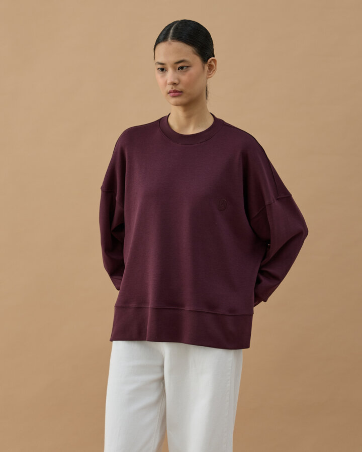 Penye İnterlok Fresh Yırtmaçlı Bluz Mürdüm - Aybikestil (1)