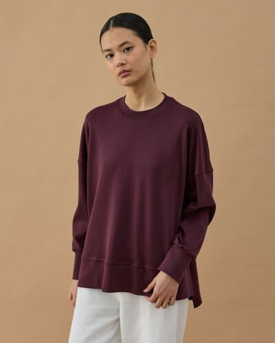 Penye İnterlok Fresh Yırtmaçlı Bluz Mürdüm 